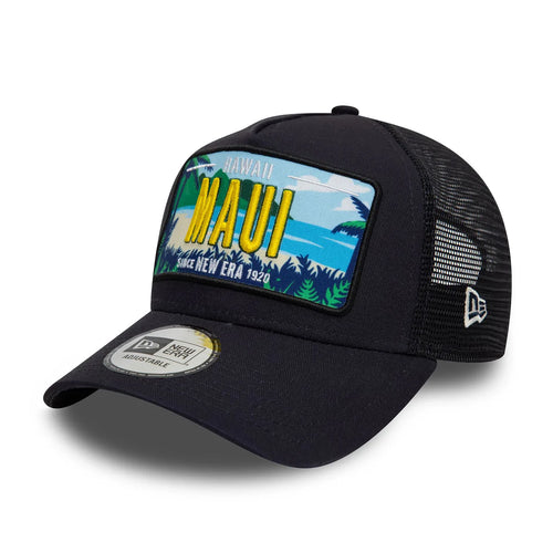 Navy New Era License Plate 9FORTY A-Frame Trucker Cap Dark Navy - Soulsideshop