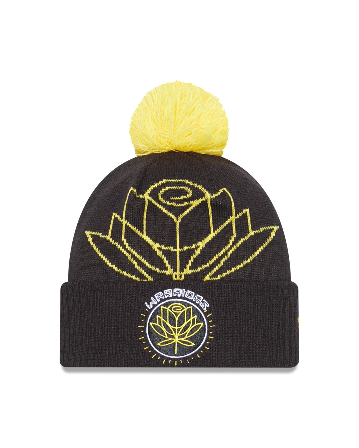 New Era NBA Warriors Pom Knit Beanie Black