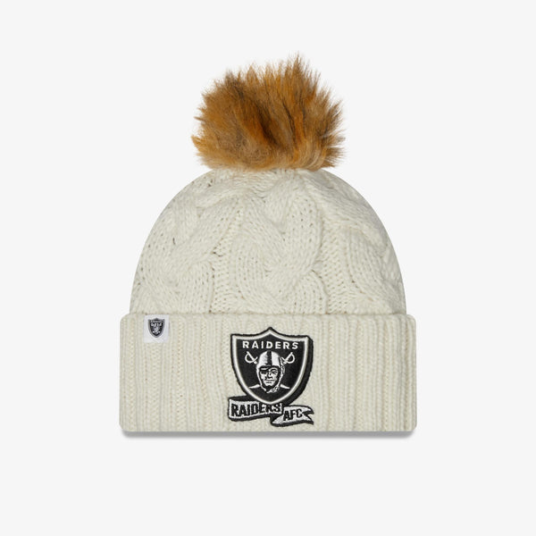 New Era NFL Las Vegas Raiders Pom Knit Beanie Creme