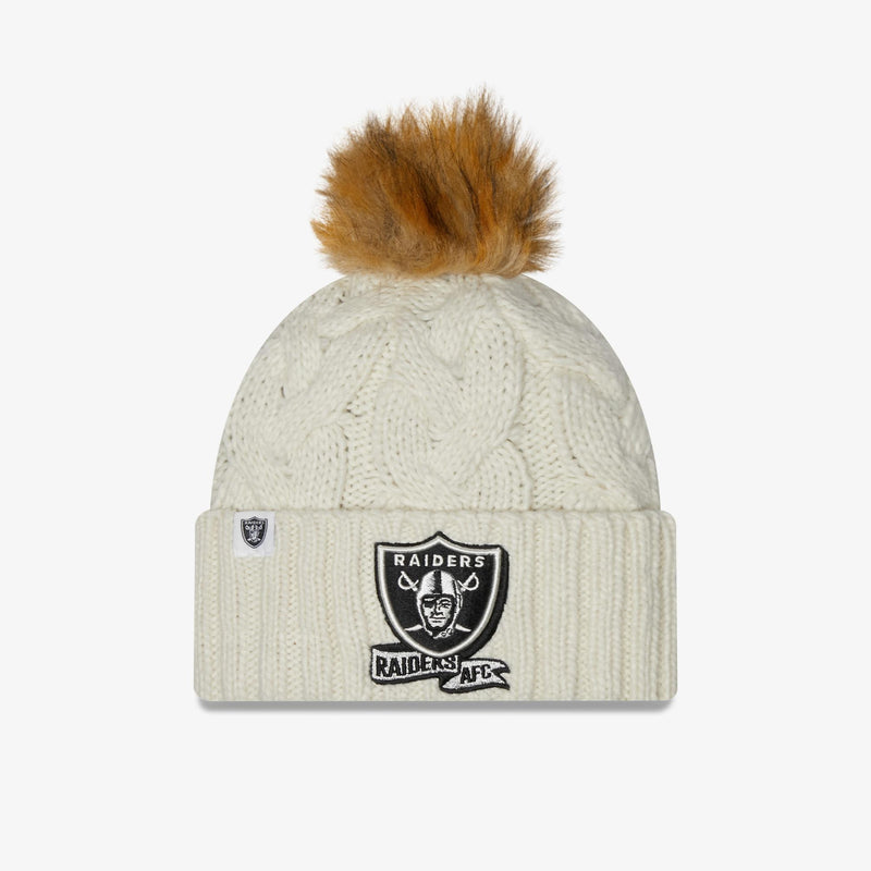 New Era NFL Las Vegas Raiders Pom Knit Beanie Creme
