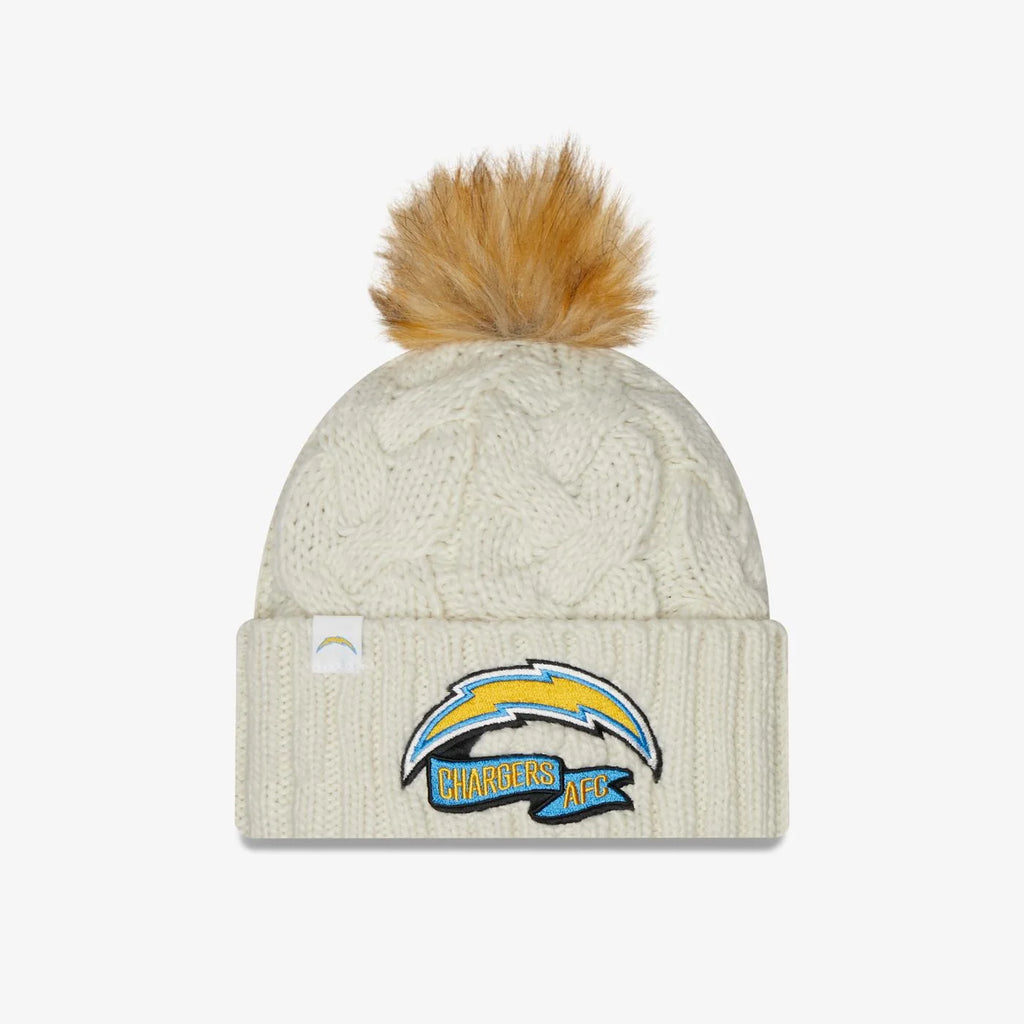 New Era Los Angeles Chargers Pom Knit Beanie Creme