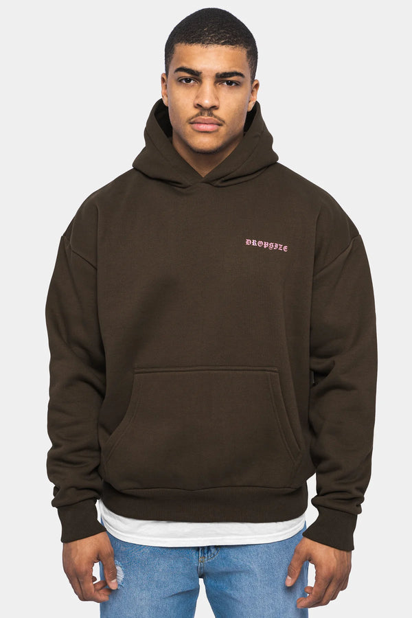 Dropsize Heavy Oversize Circle Hoodie Brown