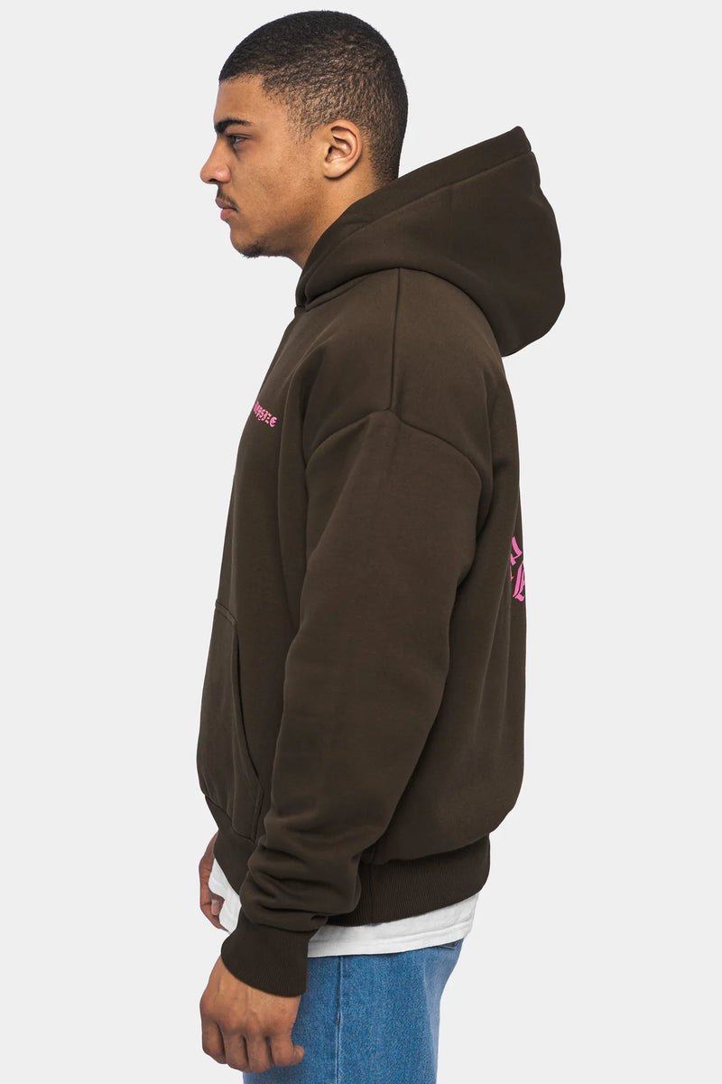 Dropsize Heavy Oversize Circle Hoodie Brown