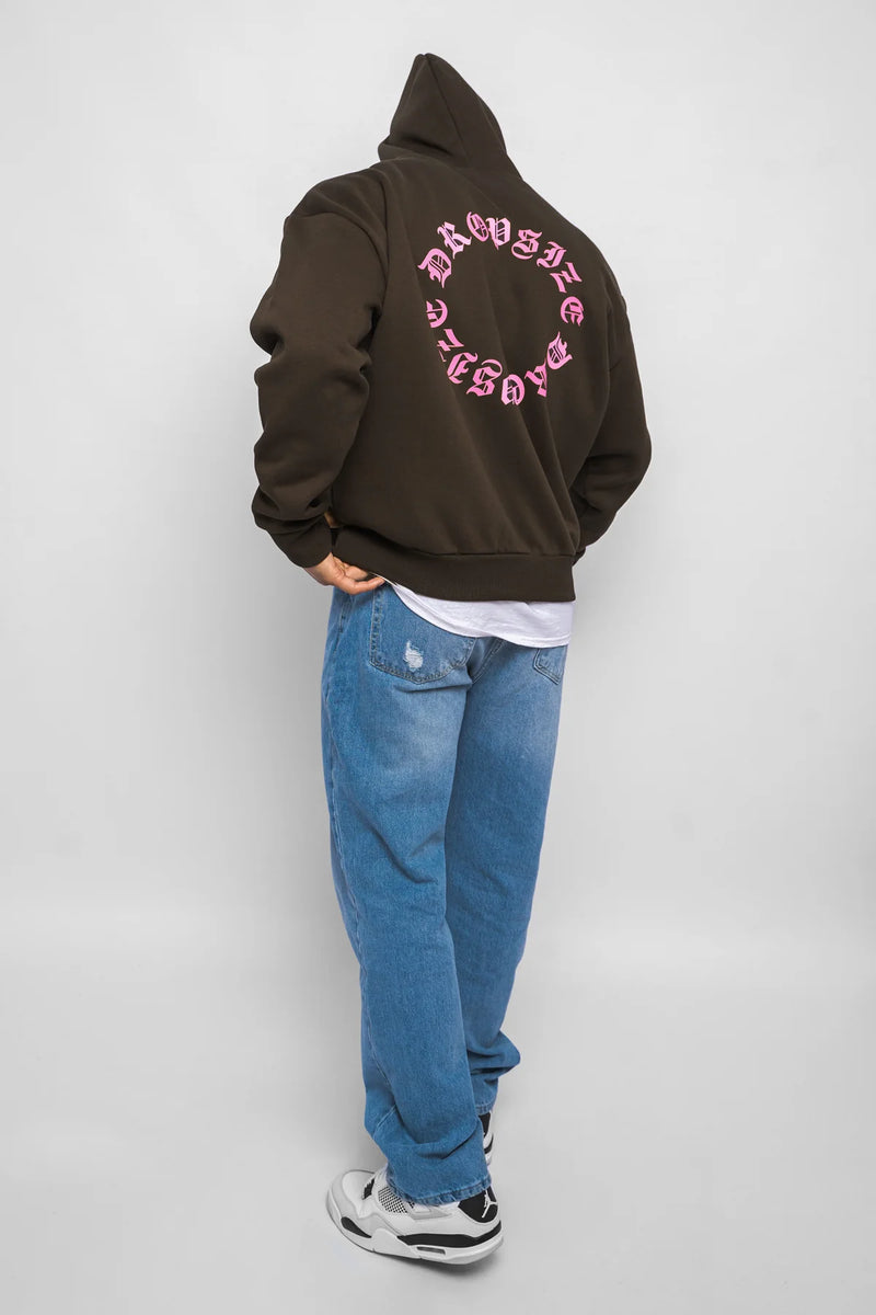Dropsize Heavy Oversize Circle Hoodie Brown