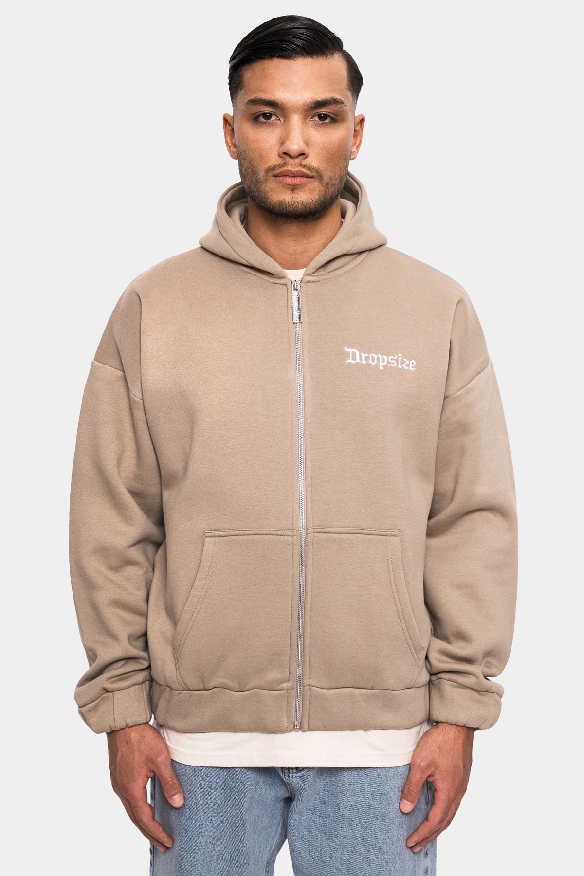 Dropsize Super Heavy Oversize Blank Zip Hoodie Weathered Teak