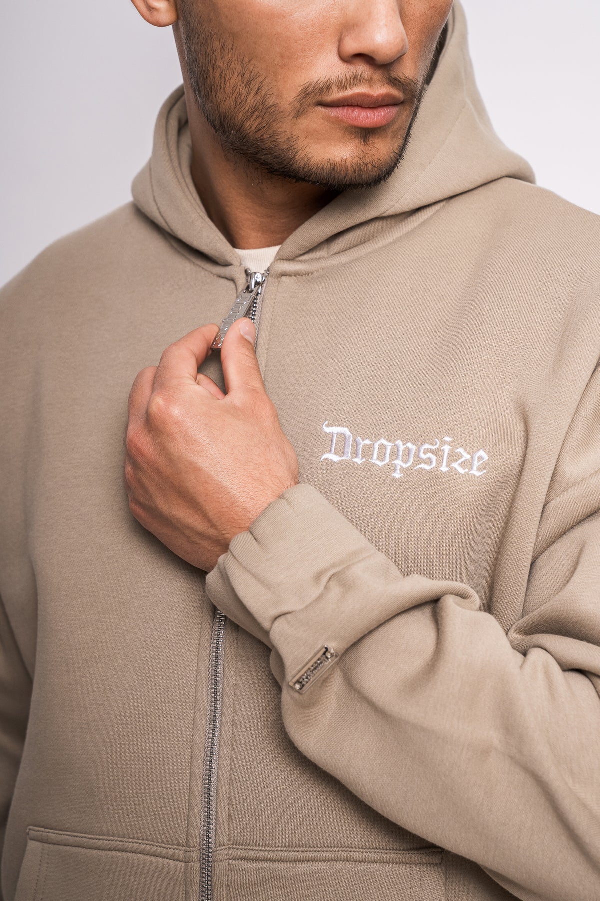 Dropsize Super Heavy Oversize Blank Zip Hoodie Weathered Teak