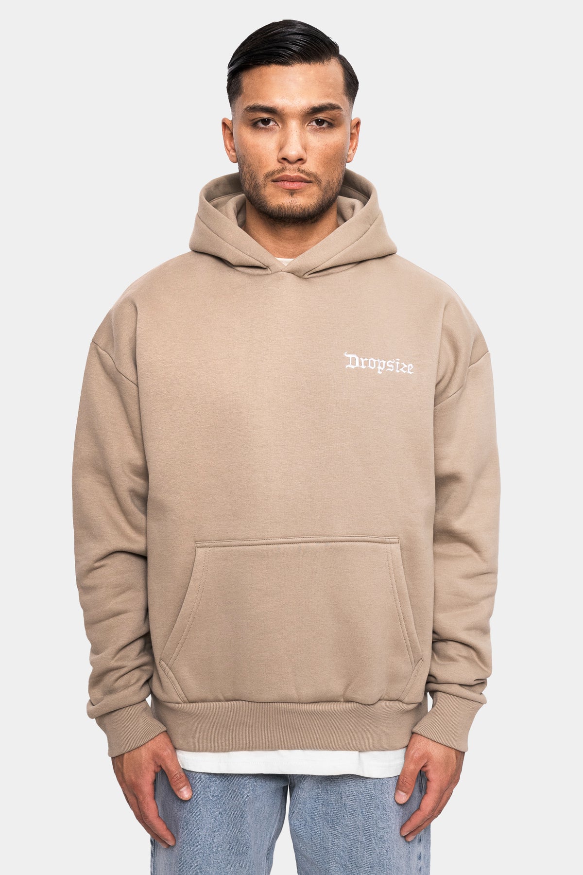 Dropsize Heavy Oversize Embo Small Logo Hoodie Weathered Teak