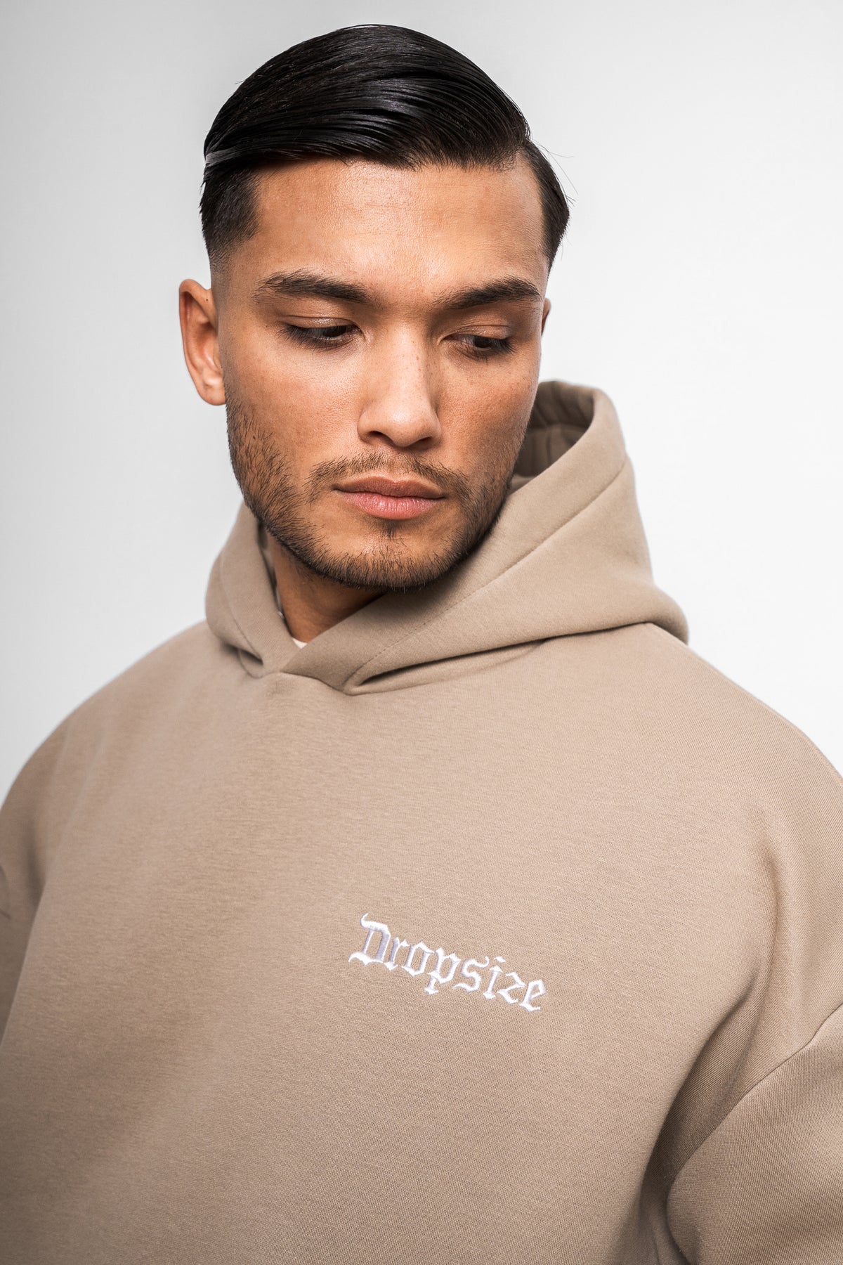 Dropsize Heavy Oversize Embo Small Logo Hoodie Weathered Teak