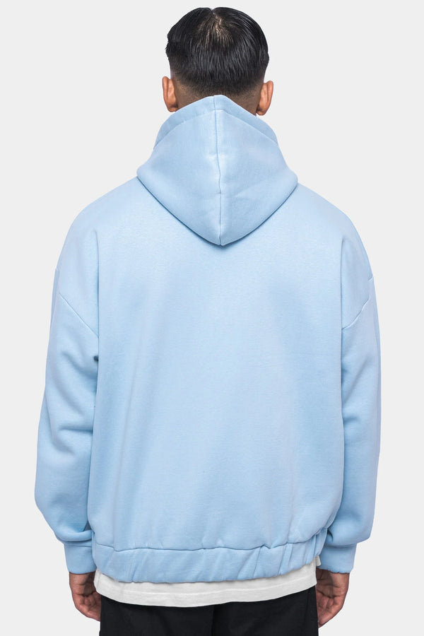Dropsize Super Heavy Oversize Blank Zip Hoodie Baby Blue - Soulsideshop