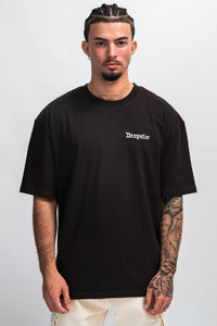 Dropsize Heavy  Oversize Crew Love T-Shirt Washed Black