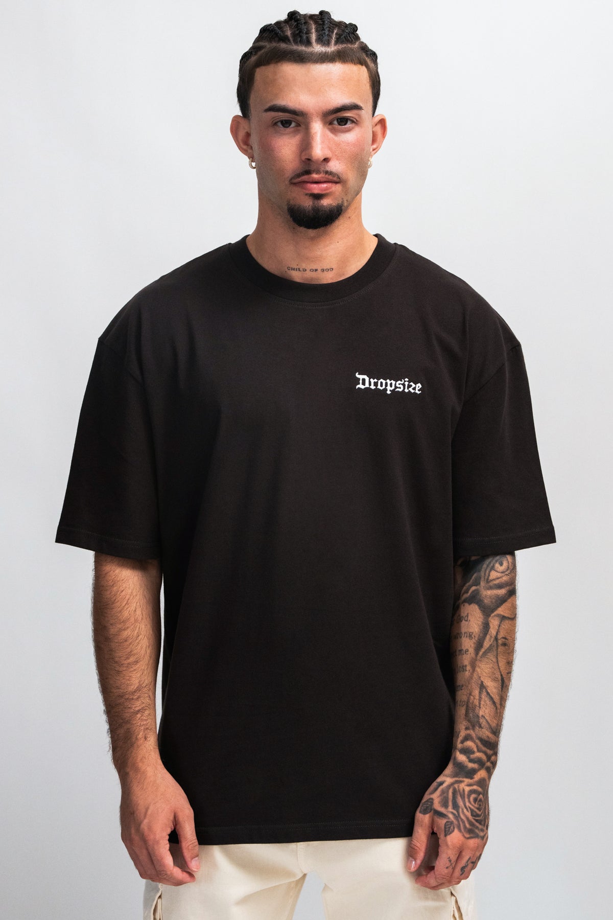 Dropsize Heavy  Oversize Crew Love T-Shirt Washed Black