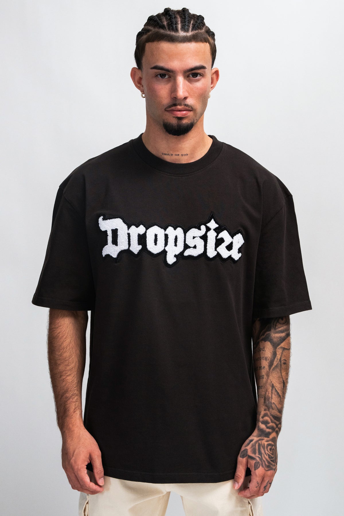 Dropsize Frottee Embo T-Shirt Black