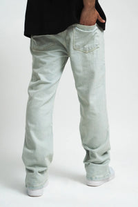 Dropsize Ripped Loose Fit Zip Jeans Washed Blue