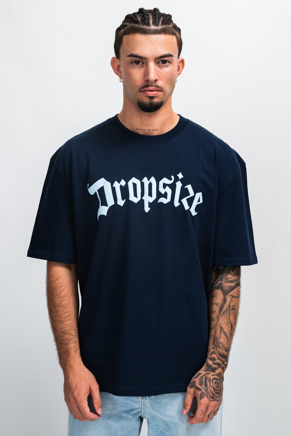 Dropsize Heavy  Oversize Front Logo T-Shirt Black Iris