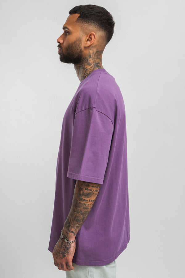 Dropsize Heavy HD Front Logo T-Shirt Washed Purple