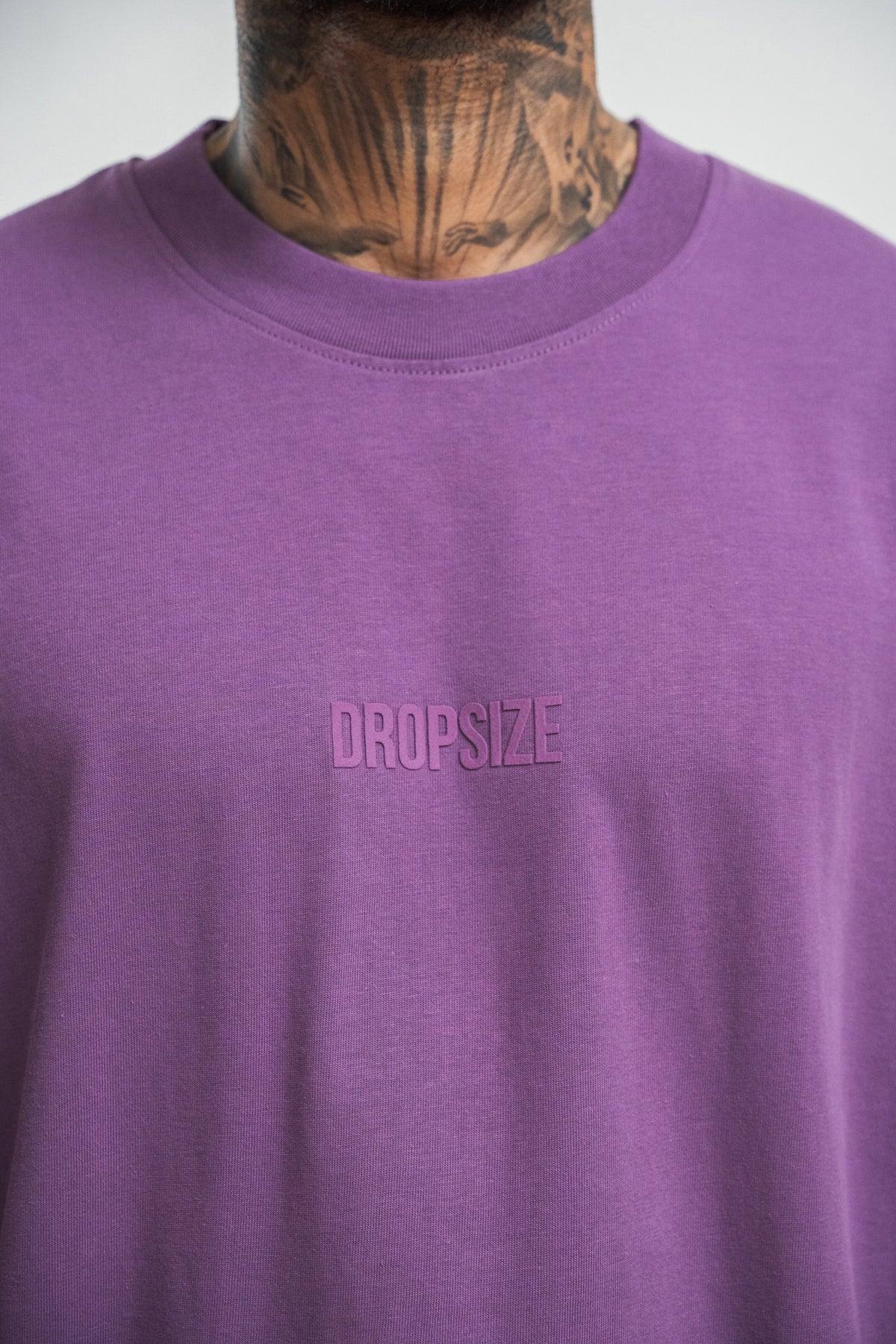 Dropsize Heavy HD Front Logo T-Shirt Washed Purple