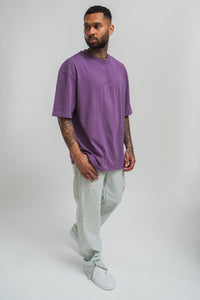 Dropsize Heavy HD Front Logo T-Shirt Washed Purple