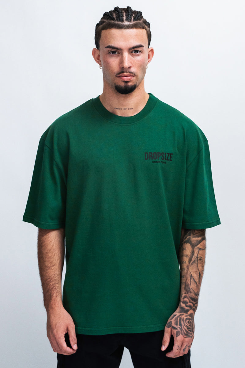 Dropsize Heavy Oversize Crime Club T-Shirt Green