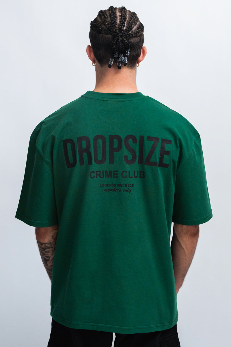 Dropsize Heavy Oversize Crime Club T-Shirt Green
