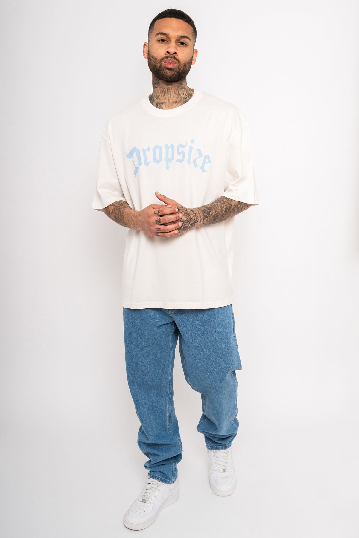 Dropsize Heavy Oversize Logo T-Shirt Coconut Cream