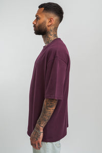 Dropsize Heavy Oversize HD Print T-Shirt Grape Wine