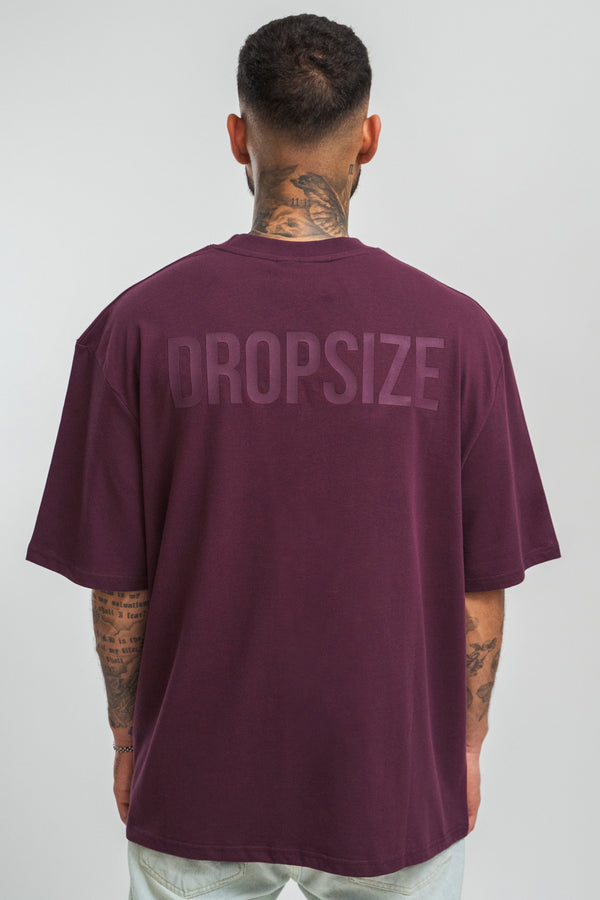 Dropsize Heavy Oversize HD Print T-Shirt Grape Wine