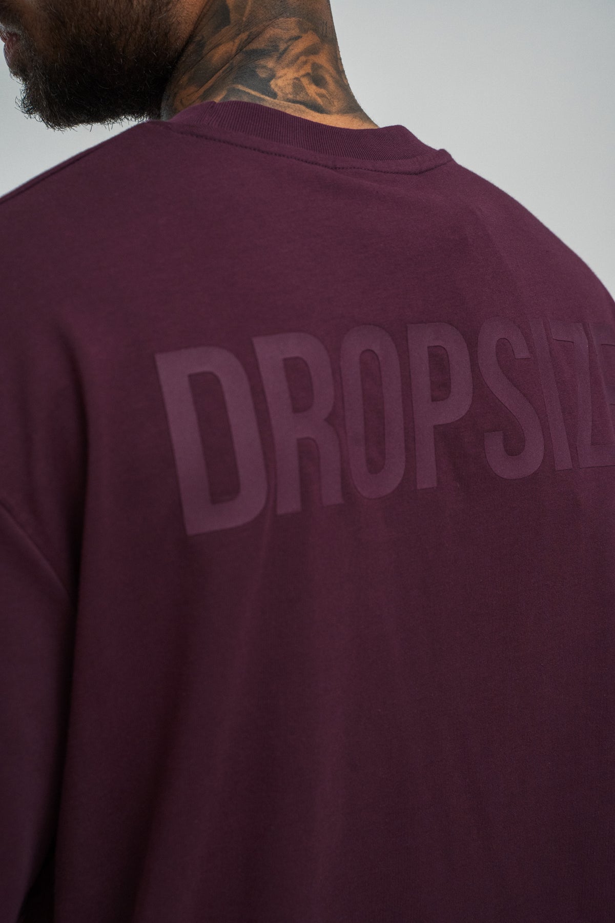 Dropsize Heavy Oversize HD Print T-Shirt Grape Wine