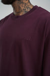 Dropsize Heavy Oversize HD Print T-Shirt Grape Wine