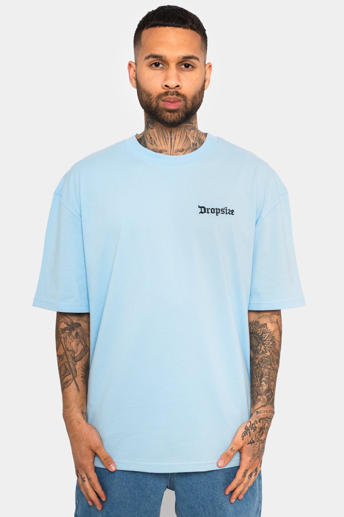 Dropsize Heavy Oversize Backprint T-Shirt Baby Blue