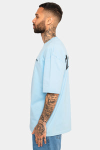 Dropsize Heavy Oversize Backprint T-Shirt Baby Blue