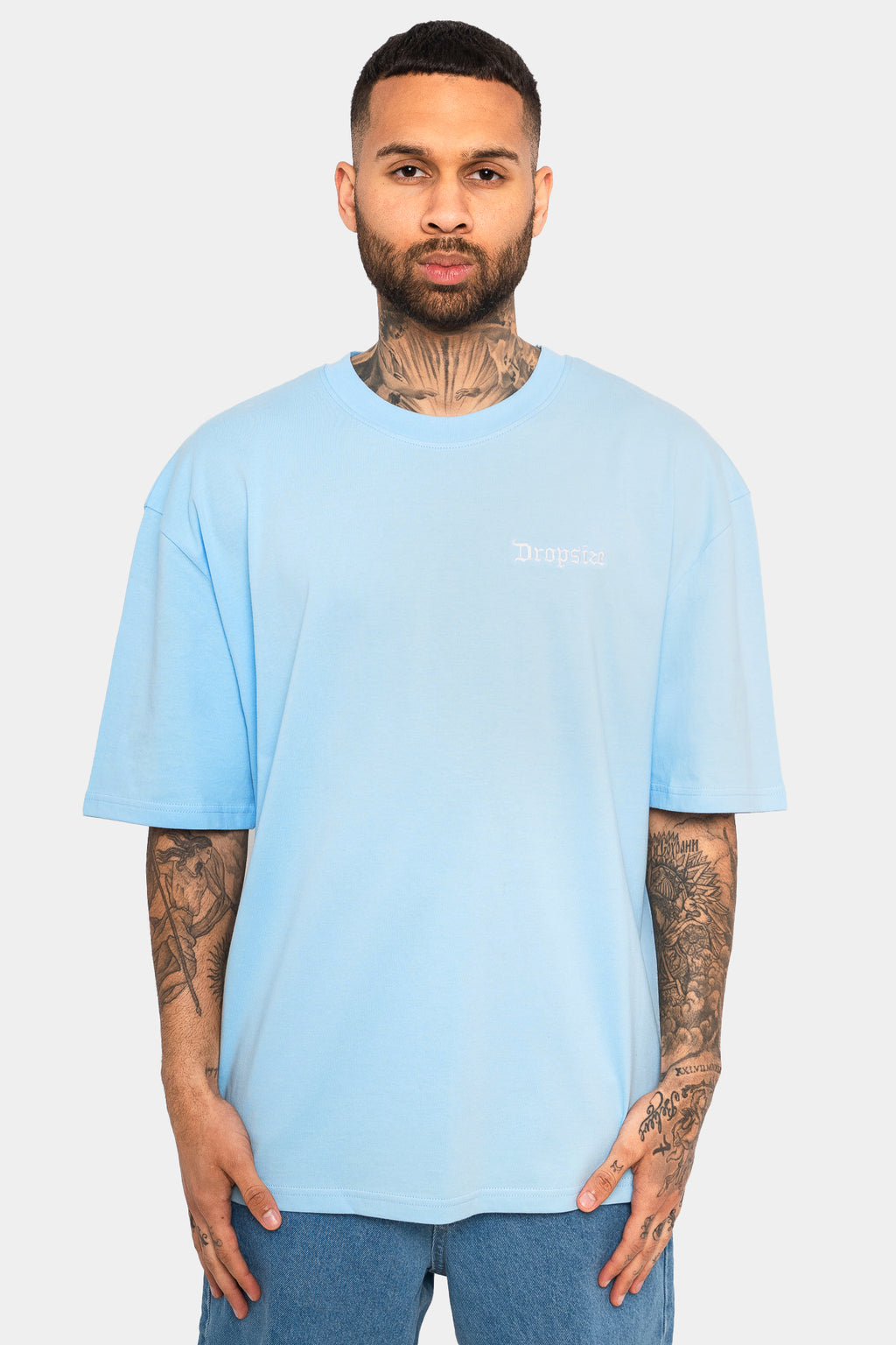 Dropsize Heavy Oversize Embo T-Shirt Baby Blue