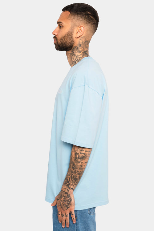 Dropsize Heavy Oversize Embo T-Shirt Baby Blue