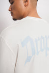 Dropsize Heavy Oversize Backprint T-Shirt Cream Blue