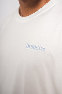 Dropsize Heavy Oversize Backprint T-Shirt Cream Blue