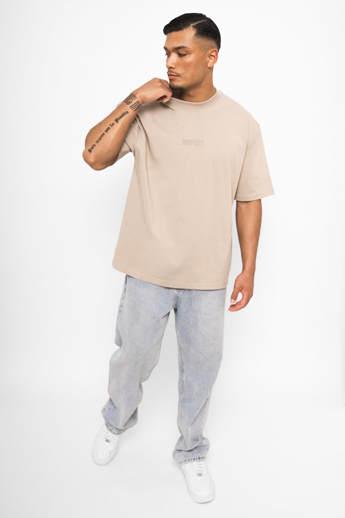 Dropsize Heavy HD Front Logo T-Shirt Stone