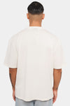 Dropsize Heavy Oversize Logo T-Shirt Cream White / Baby Blue