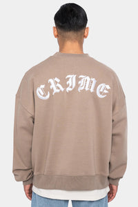 Dropsize Heavy Oversize ''Crime'' Sweater Silver Mink