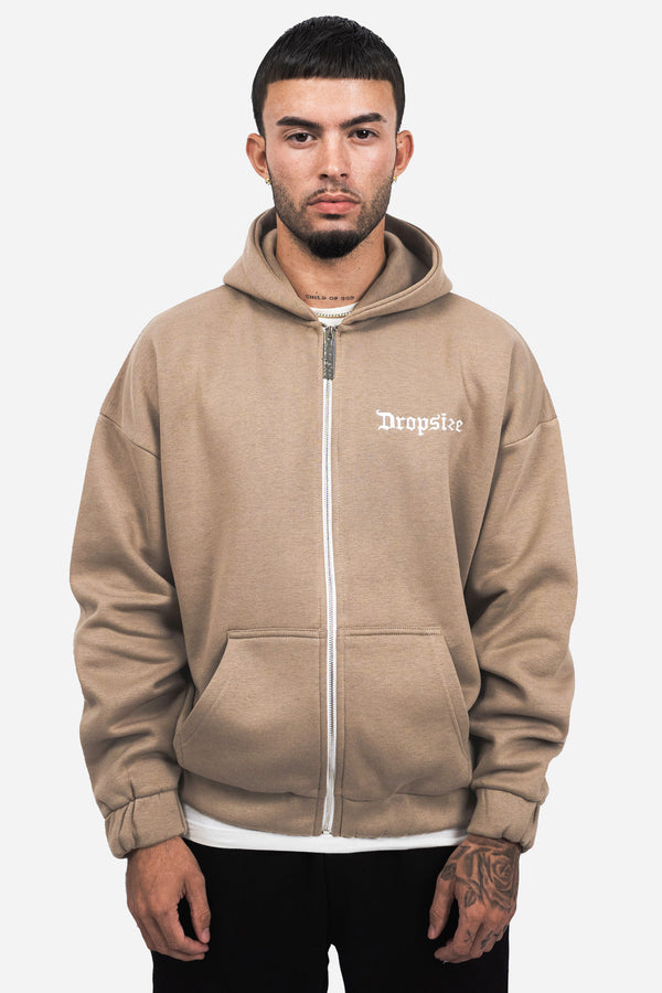 Dropsize Super Heavy Oversize Zip Hoodie Silver Mink