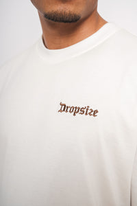 Dropsize Heavy Oversize Backprint T-Shirt Cream Brown