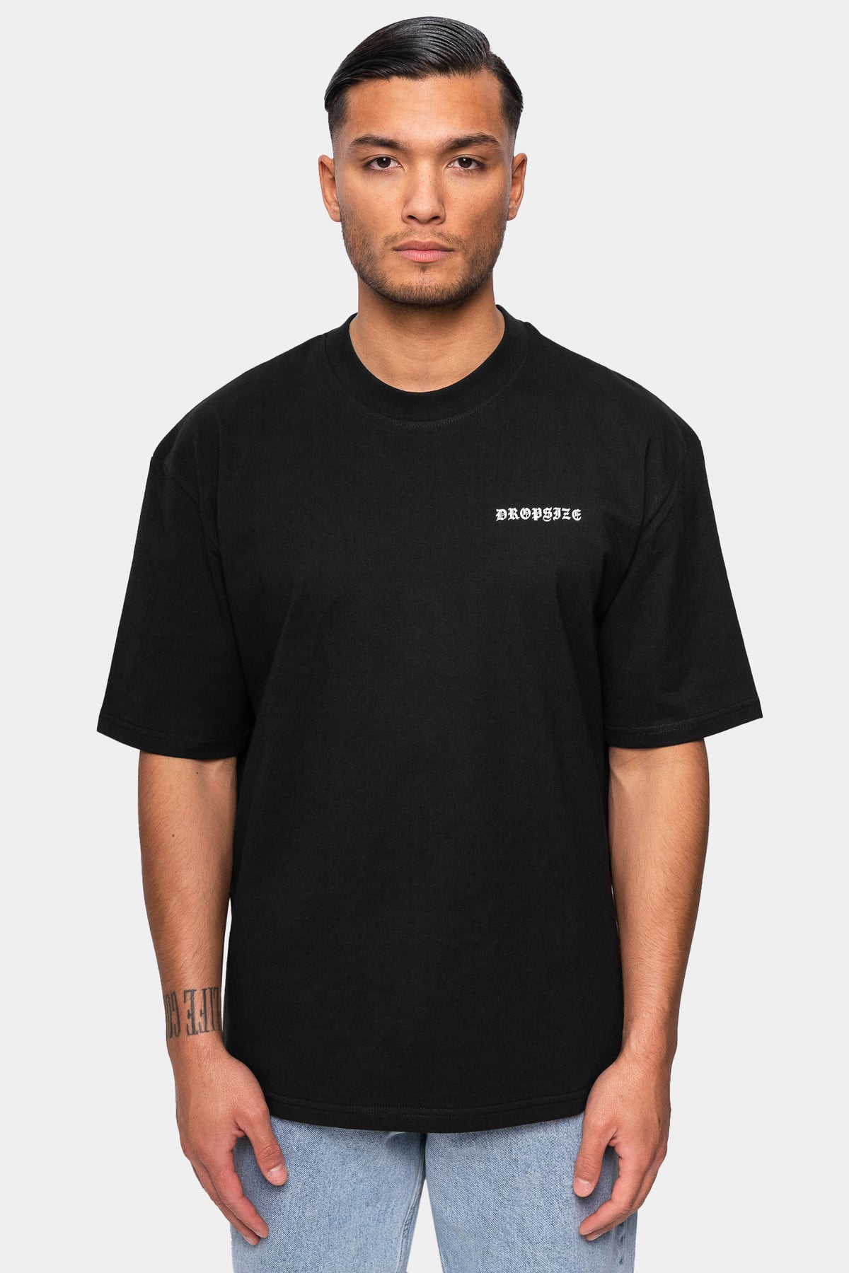 Dropsize Oversize Design T-Shirt Black