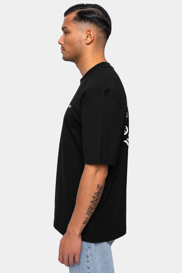 Dropsize Oversize Design T-Shirt Black