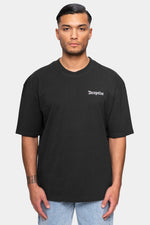 Dropsize Heavy  Oversize Backprint T-Shirt Washed Black