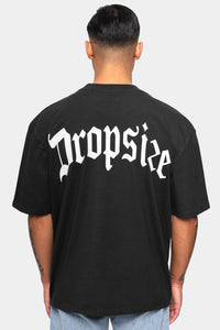 Dropsize Heavy  Oversize Backprint T-Shirt Washed Black