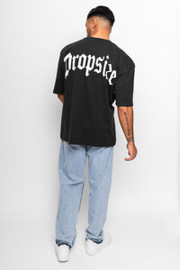 Dropsize Heavy  Oversize Backprint T-Shirt Washed Black