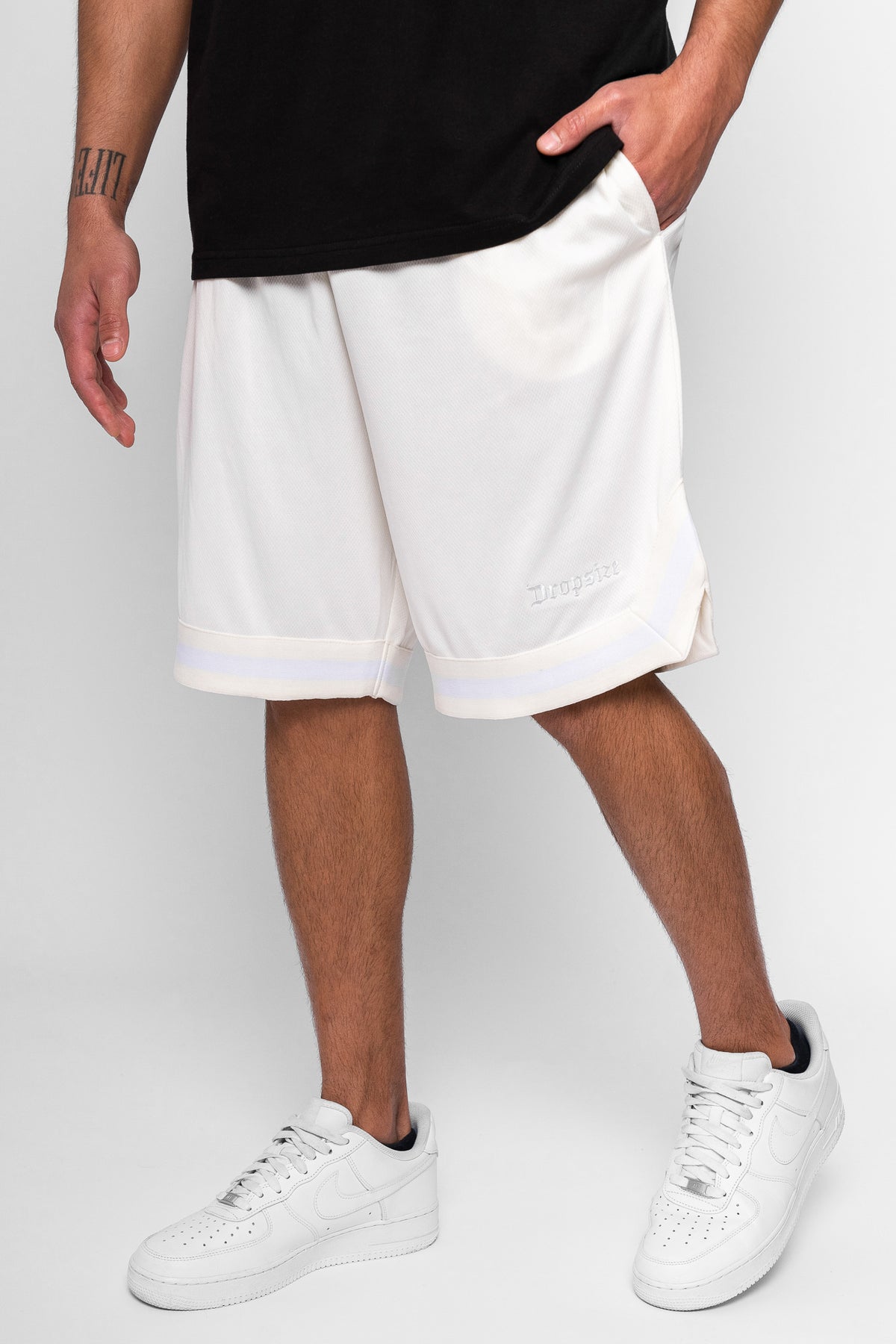 Dropsize Logo Mesh Short Cream White