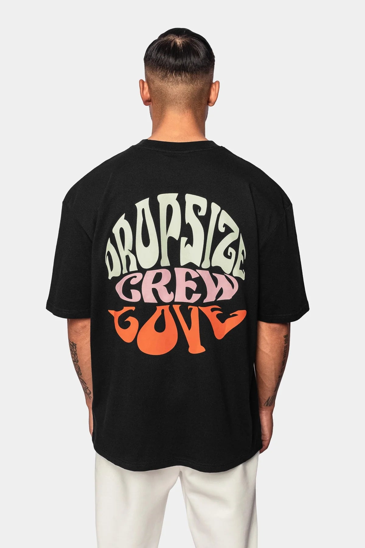 Dropsize Heavy Oversize Crew Love T-Shirt Black