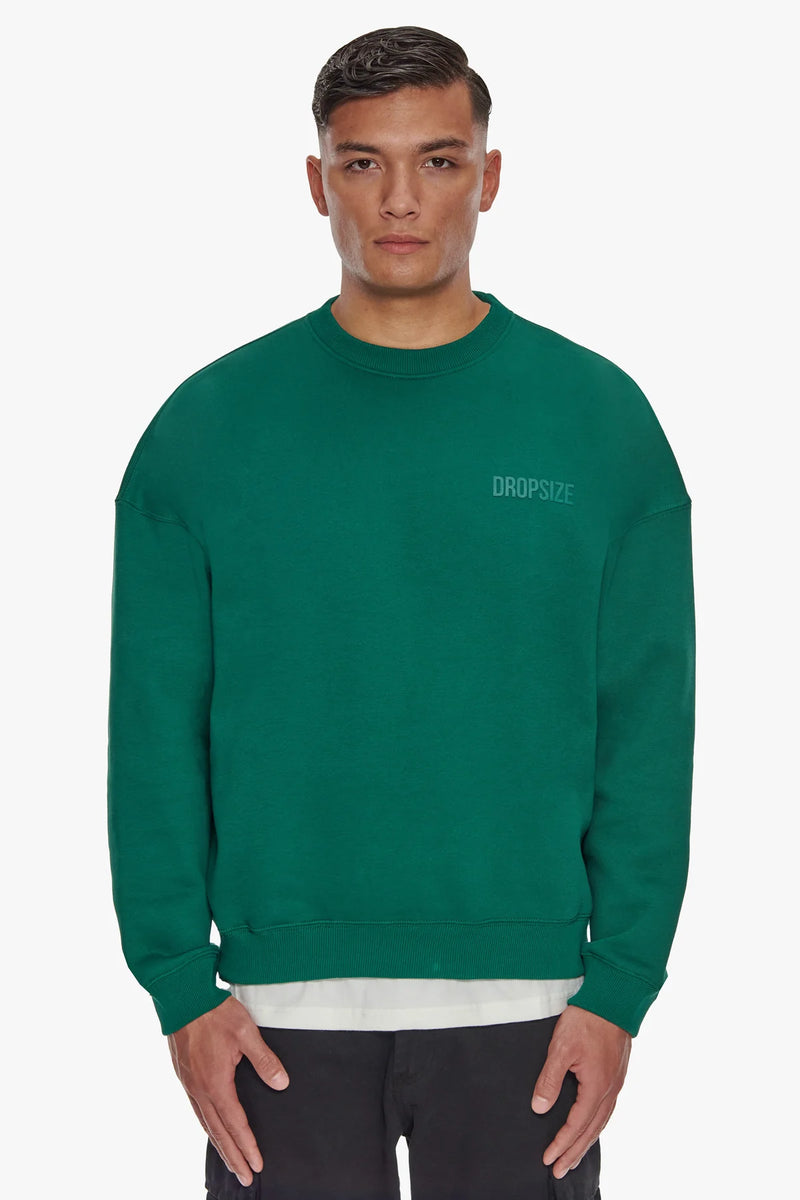 Dropsize Heavy Oversize HD Print Sweater Green