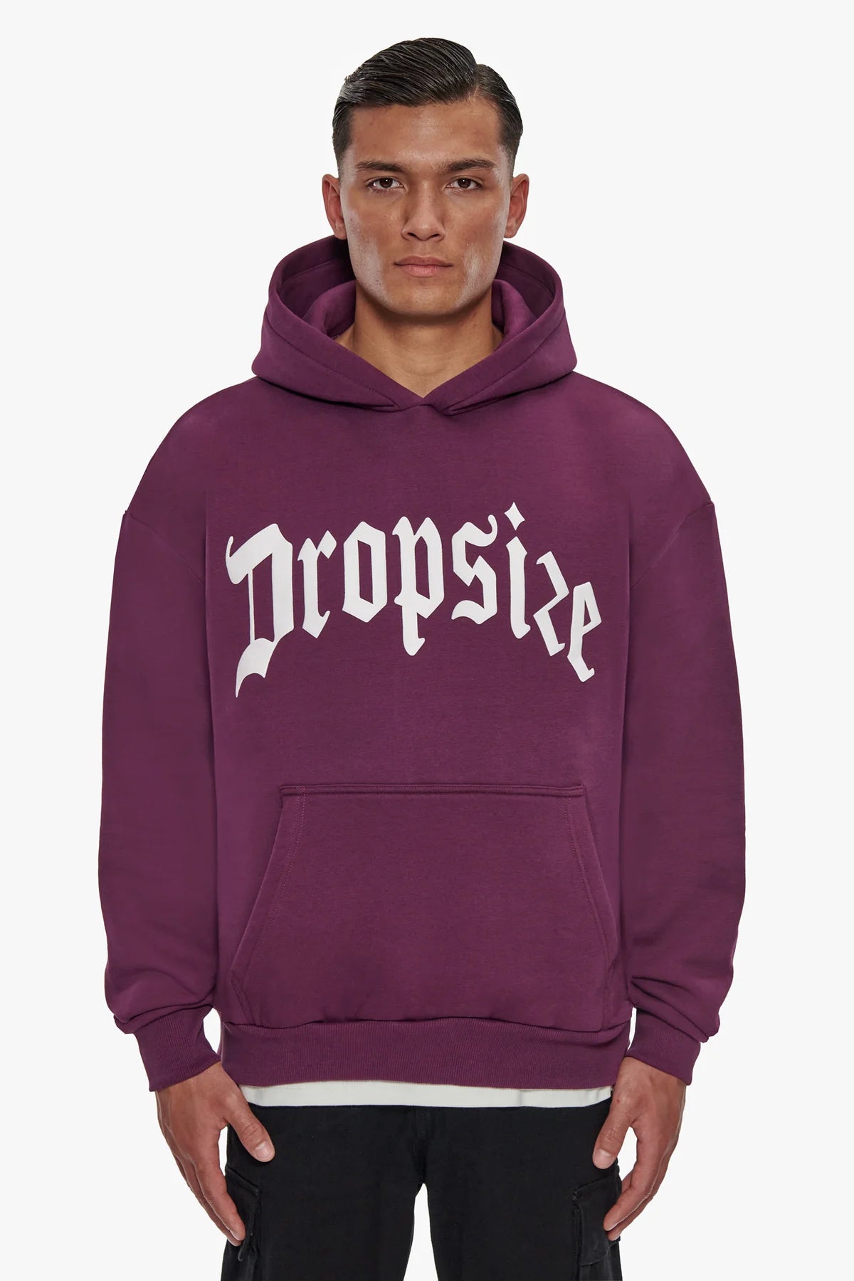 Dropsize Heavy Logo Design Hoodie Grape Wine