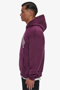 Dropsize Heavy Logo Design Hoodie Grape Wine