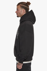 Dropsize Lack Print Logo Hoodie Black